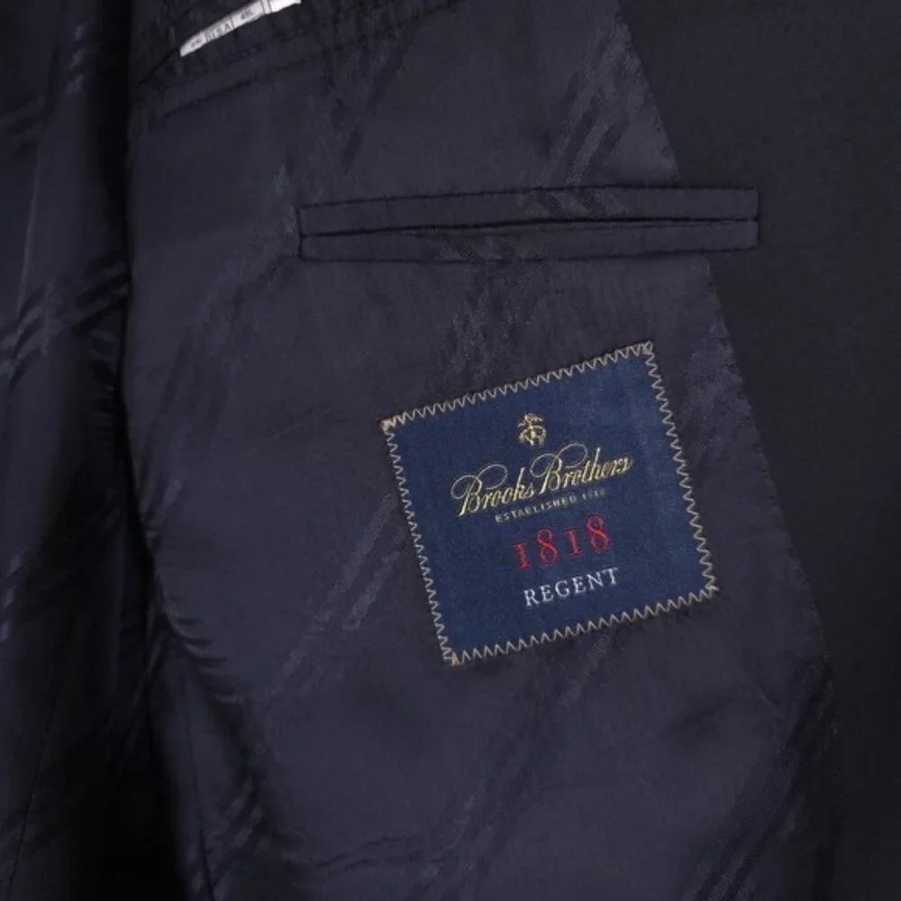 BROOKS‎ BROTHERS Men's Blazer 48L Regent 100% WOOL Black ITALY MADE Gold Button